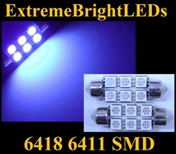 TWO UV Purple 18-SMD 6418 6411 39mm Festoon LED bulbs