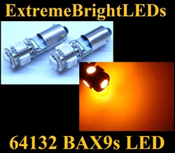 Orange AMBER 15-SMD 64132 BAX9s H6W Canbus Error Free Lights for European Cars