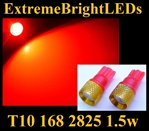 RED T10 168 2825 194 1.5W High Power LED bulbs